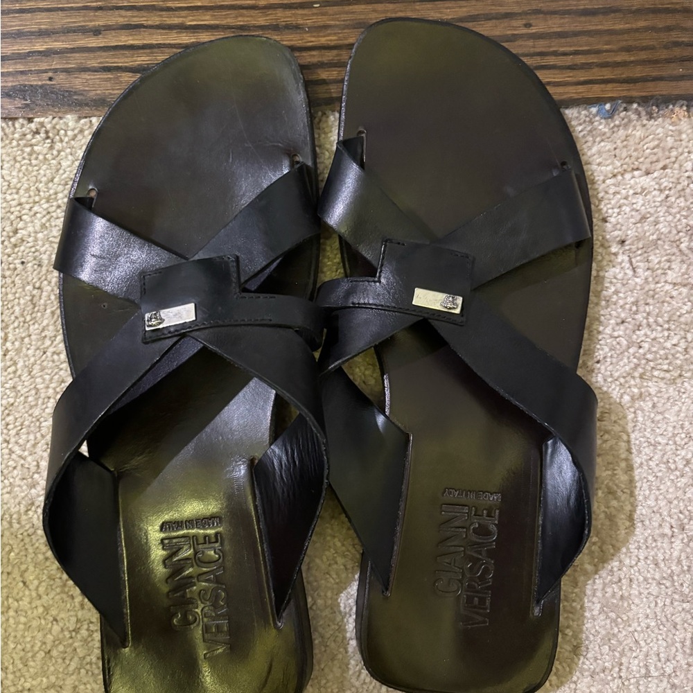 Versace Black Cross-Strap Sandals